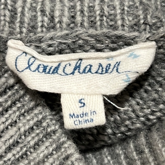 Cloud Chaser Embroidered Floral Sweater S Cropped Grey Mock Y2K 90s Girlhoodcore - Picture 7 of 9